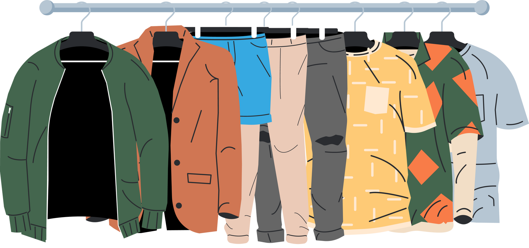 Mens and womans clothes on hanger